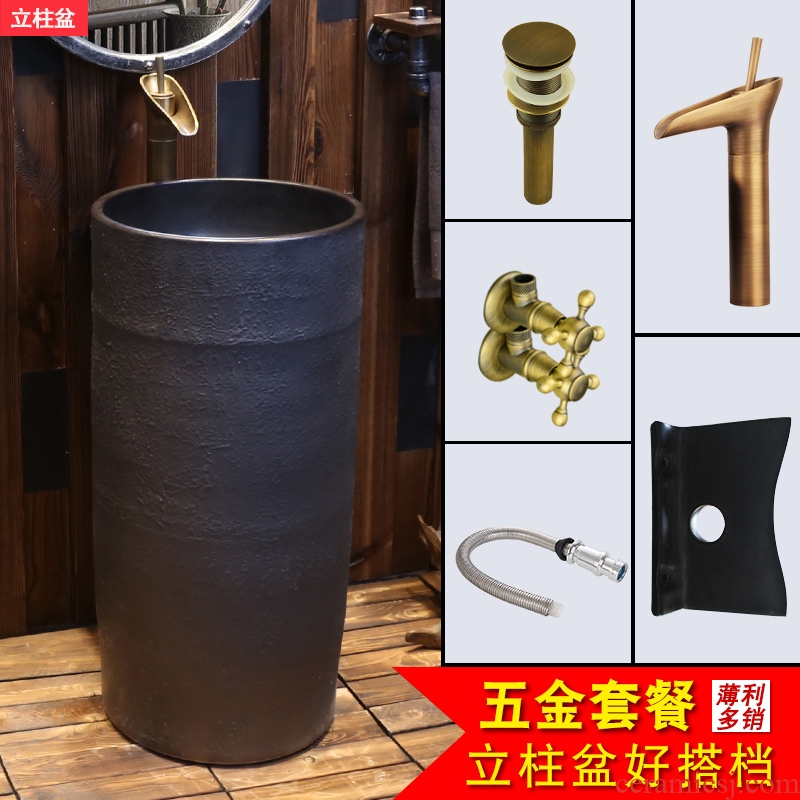 JingYan industrial ceramic wind column basin floor lavabo vertical integrated basin pillar type lavatory restoring ancient ways