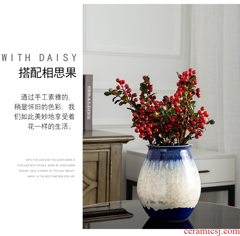 European ceramic small vase hydroponic contracted creative furnishing articles of dry blue flowers planted jingdezhen sitting room