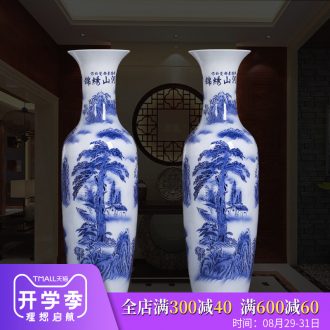 Jingdezhen ceramic large Chinese blue and white porcelain vase furnishing articles sitting room adornment landing large hotel opening gifts