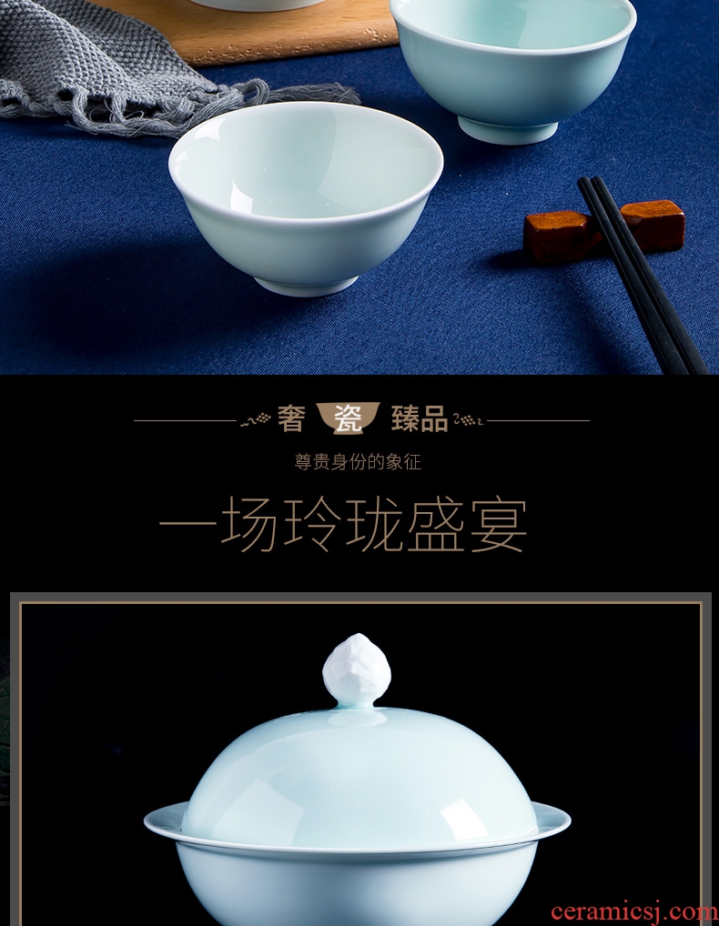 Fiji trent shadow celadon in-glazed dinner suit household jingdezhen Chinese style phnom penh dishes high-end dishes suit