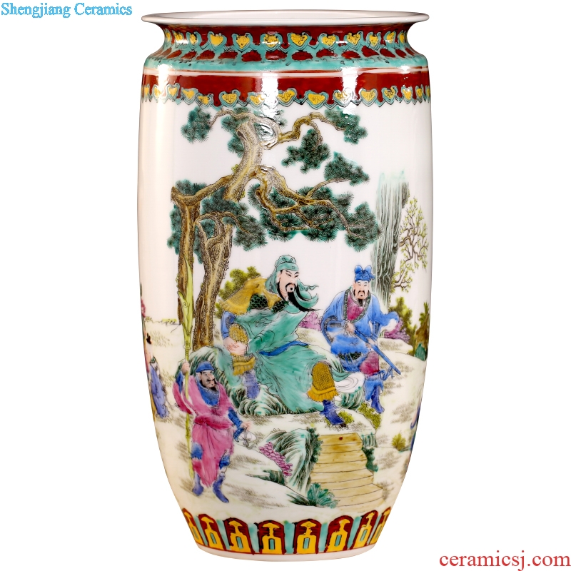 Jingdezhen ceramic hand-painted guan yu tackled receive furnishing articles home sitting room vase mesa study Chinese calligraphy and painting