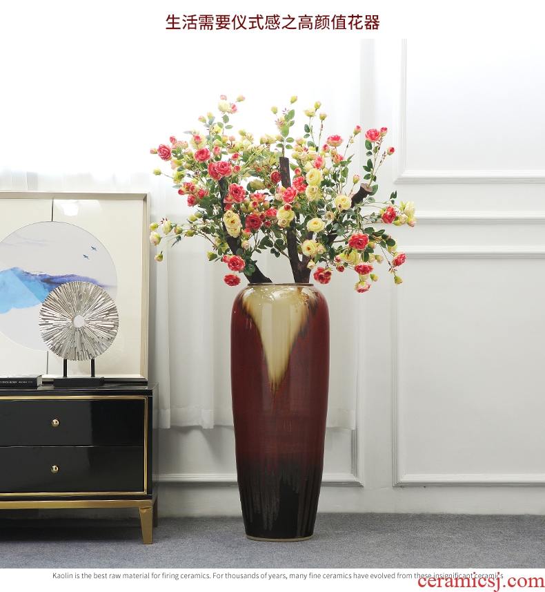 New Chinese style ceramic landing simulation flower vase large sitting room suit dry flower arrangement home furnishing articles