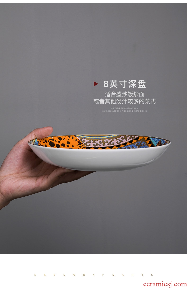Jingdezhen ceramic tableware suit Chinese luxury eat bowl dishes of household ceramic bowl dish combination