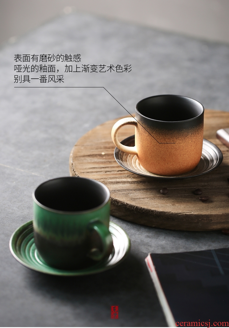Ceramic coffee cups and saucers group hand Japanese coarse ceramic coffee cup coffee retro kit contracted Italian cup by hand