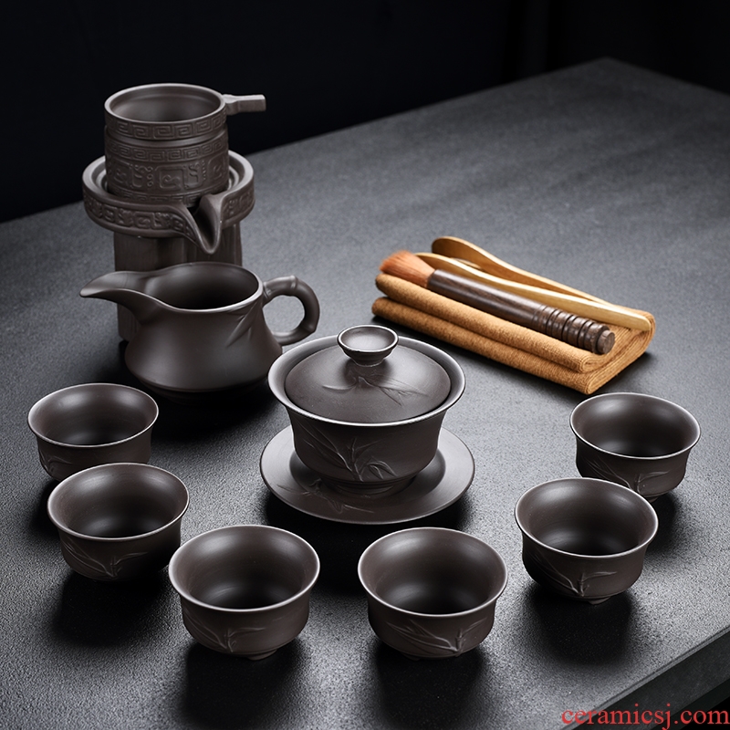 Old looking, xi shi pot of purple sand tea set home tea tea ceramic teapot teacup kung fu tea set