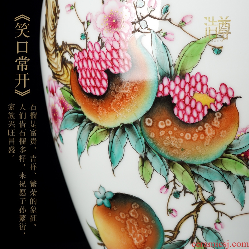 Jingdezhen ceramics hand-painted vases pastel inserted dried flower new Chinese style furnishing articles the sitting room porch rich ancient frame ornaments