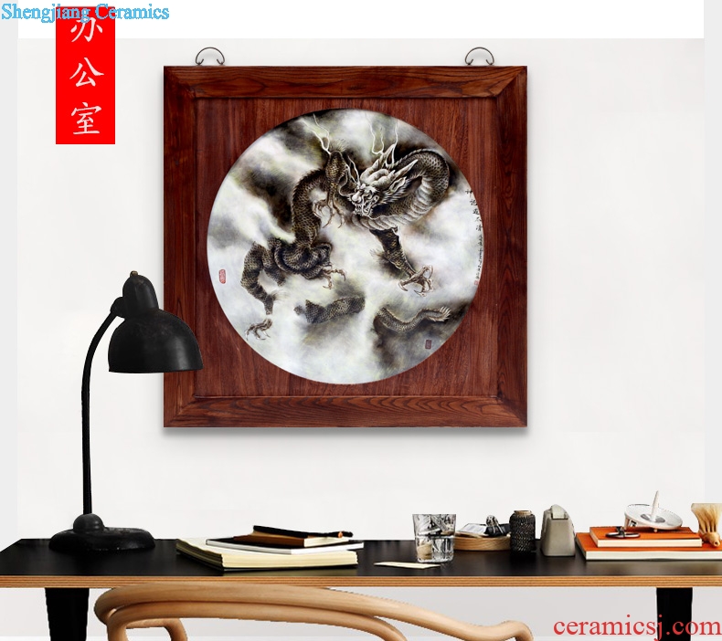 Jingdezhen square porcelain plate painting too qing dragon ao hang a picture to the sitting room adornment office opening gifts