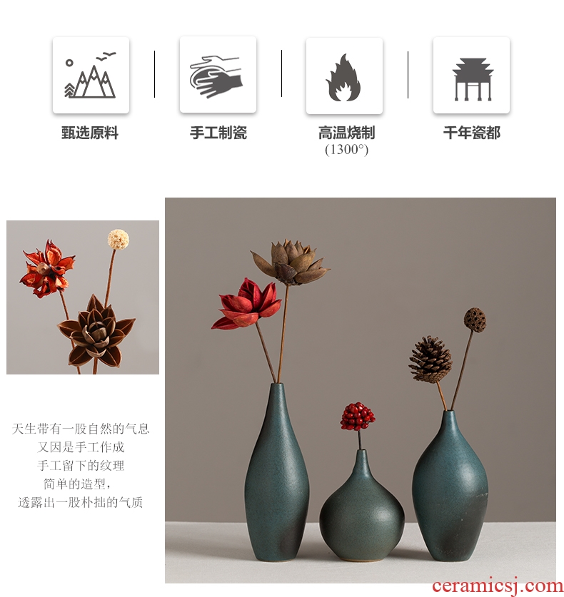 Retro dried flower vase planting flower exchanger with the ceramics creative sitting room porch place imitation copper classical household ornaments