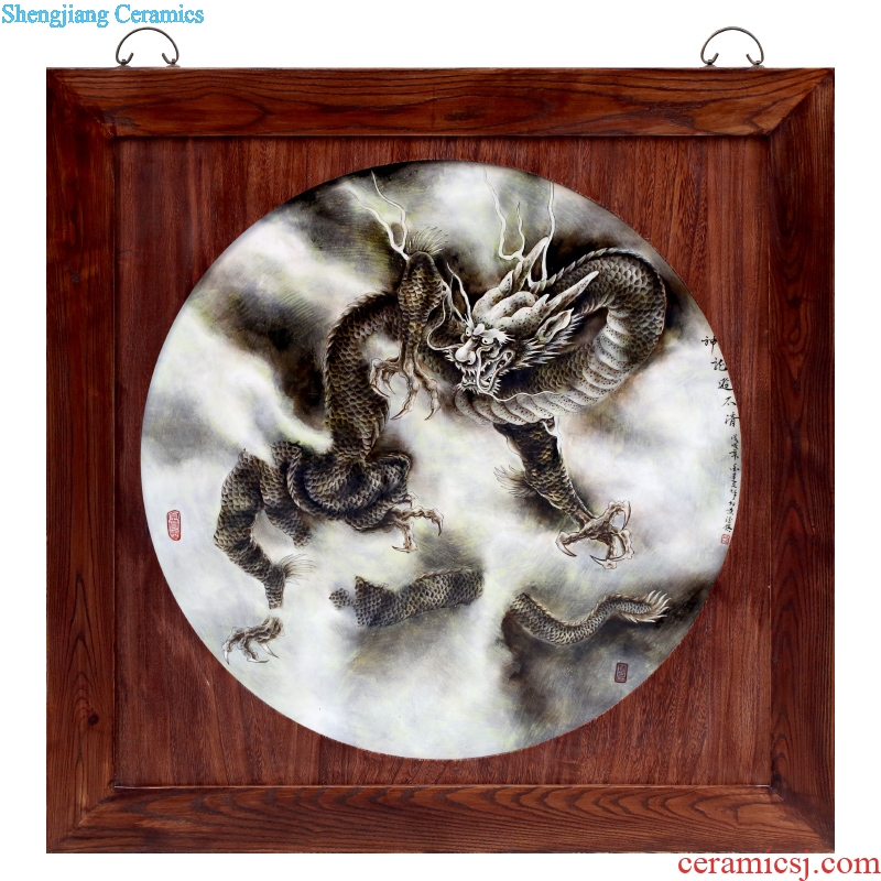 Jingdezhen square porcelain plate painting too qing dragon ao hang a picture to the sitting room adornment office opening gifts