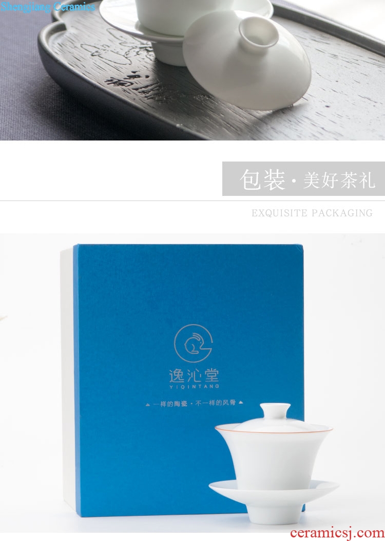 Jingdezhen ceramics by hand small tureen three cups to bowl white porcelain tea set bowl kung fu tea tea bowl