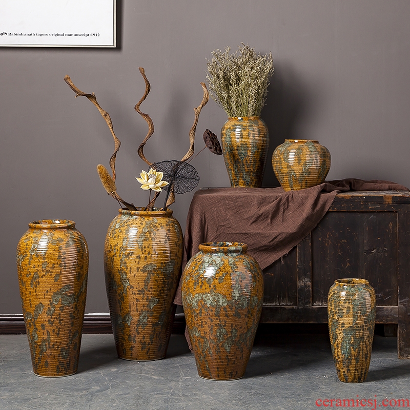 Restoring ancient ways of jingdezhen ceramics vase desktop furnishing articles dried flowers coarse pottery home sitting room adornment creative flower arrangement