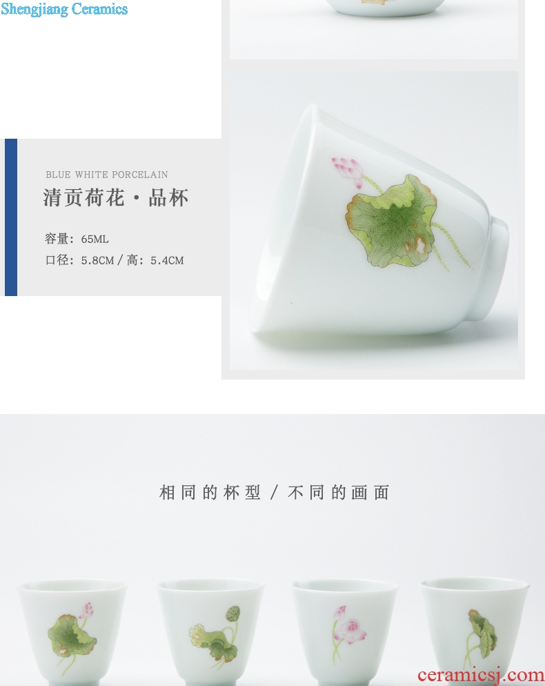 TaoXiChuan hand-painted lotus powder enamel teapot suit household small jingdezhen ceramic teapot kung fu tea set