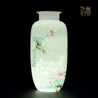 Jingdezhen ceramic hand-painted long thin body and exquisite porcelain big vase furnishing articles decoration flower arrangement craft room living room