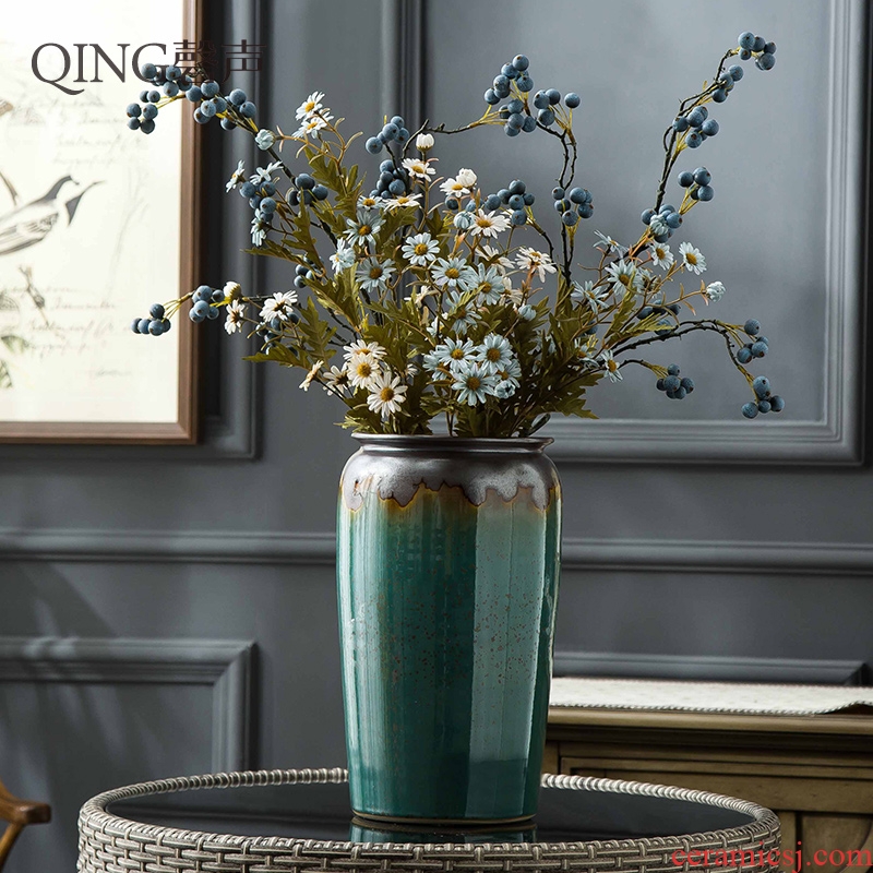 Vase furnishing articles dried flower arranging flowers sitting room decoration ceramic vases of Chinese style restoring ancient ways household decorative pottery by hand