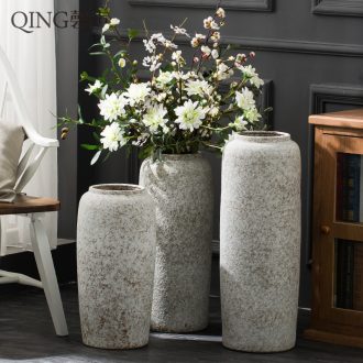 Jingdezhen ceramic flower arrangement sitting room porch place hotel landing large vases, contemporary and contracted coarse pottery by hand