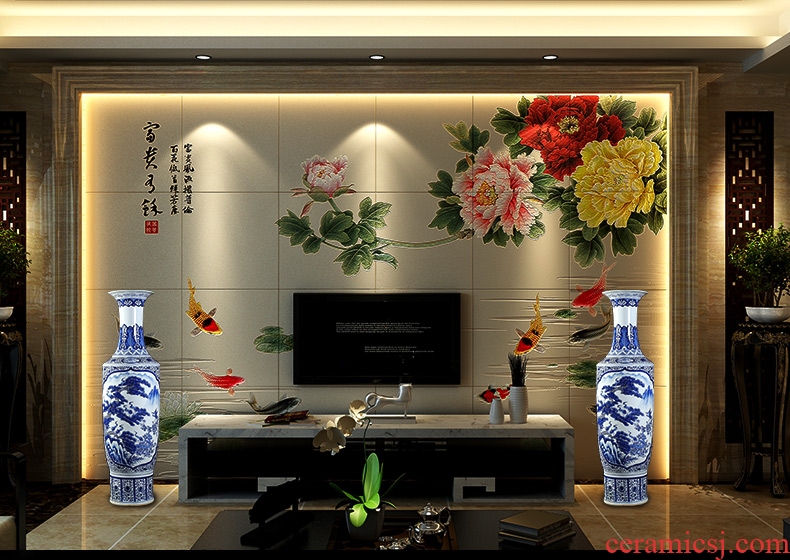 Jingdezhen ceramics to heavy hand big yards of large blue and white porcelain vase decoration to the hotel opening gifts furnishing articles