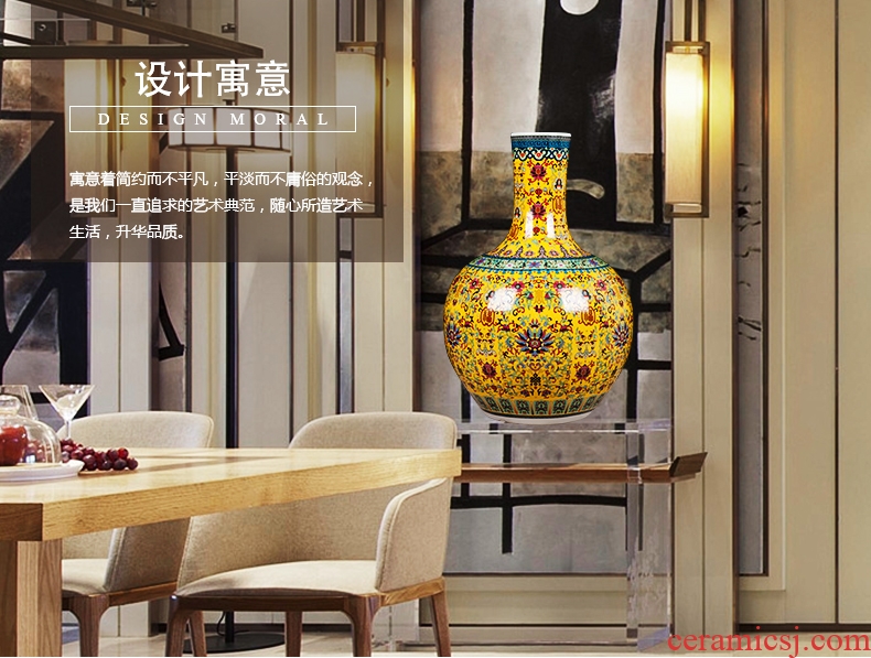 Jingdezhen ceramics large vase european-style home sitting room adornment is placed hotel porch enamel handicraft