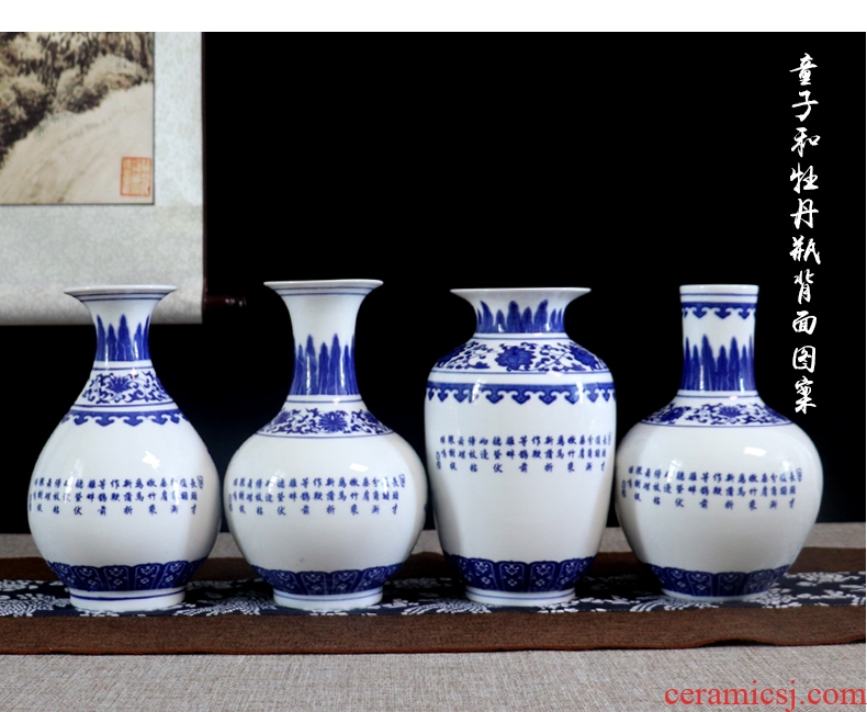 Blue and white porcelain vase furnishing articles flower arranging archaize little sitting room adornment handicraft gift of new Chinese style of jingdezhen ceramics