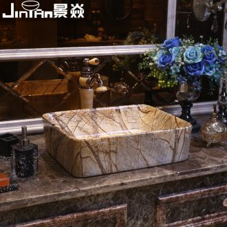 JingYan marble art stage basin rectangle ceramic lavatory basin archaize restoring ancient ways on the sink