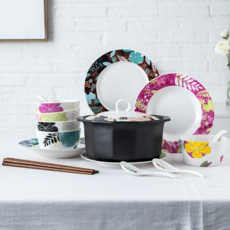 Ijarl million jia household creative ceramic Korean Chinese bowl dishes chopsticks kitchen set tableware gift sets