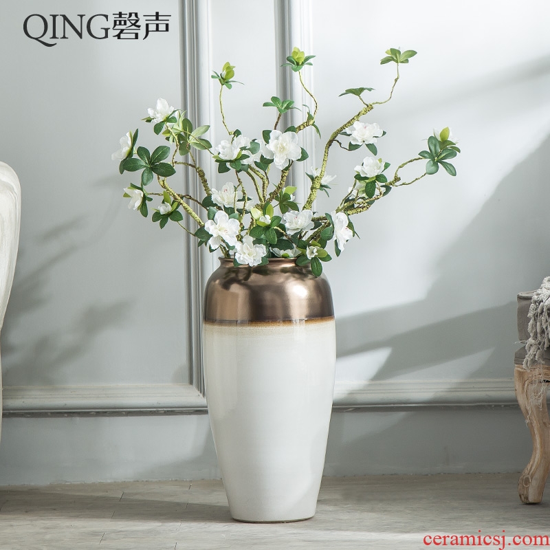 Jingdezhen ceramic vase big sitting room ground large contemporary and contracted dry flower flower arranging hotel porch decorate furnishing articles