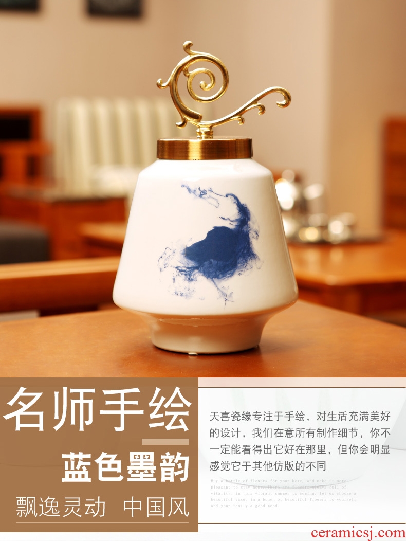 Modern new Chinese style living room ceramic vase furnishing articles American household table dry flower arranging TV ark adornment ornament
