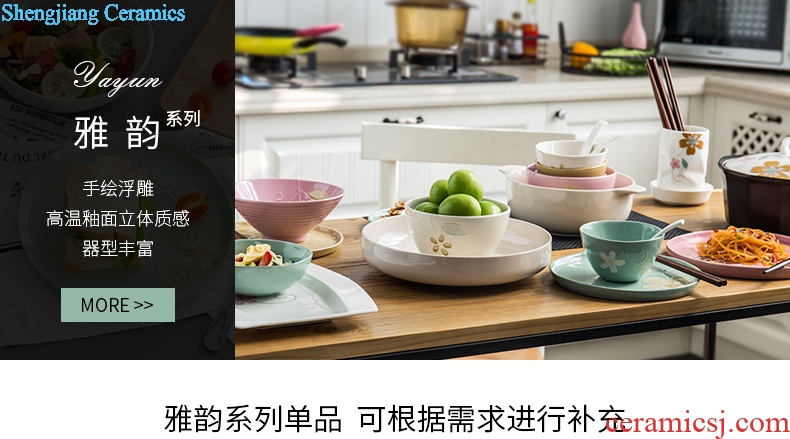 Ijarl million jia household creative Japanese ceramic disc beefsteak disk platter oval tray is elegance