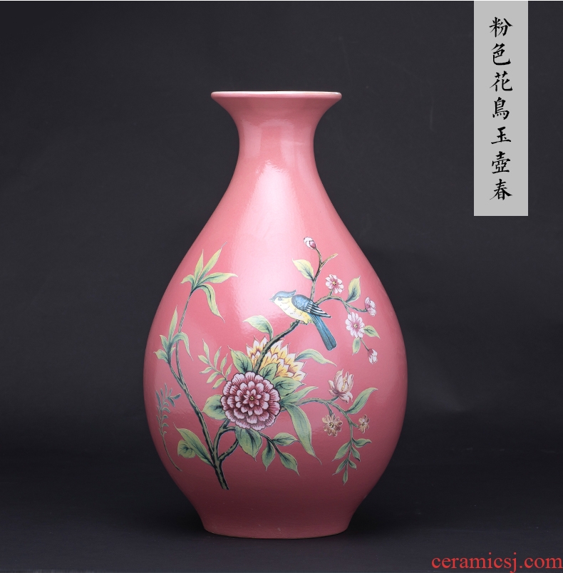 Jingdezhen ceramics vase furnishing articles of Chinese style living room TV cabinet home decoration style of the ancients blue okho spring arranging flowers