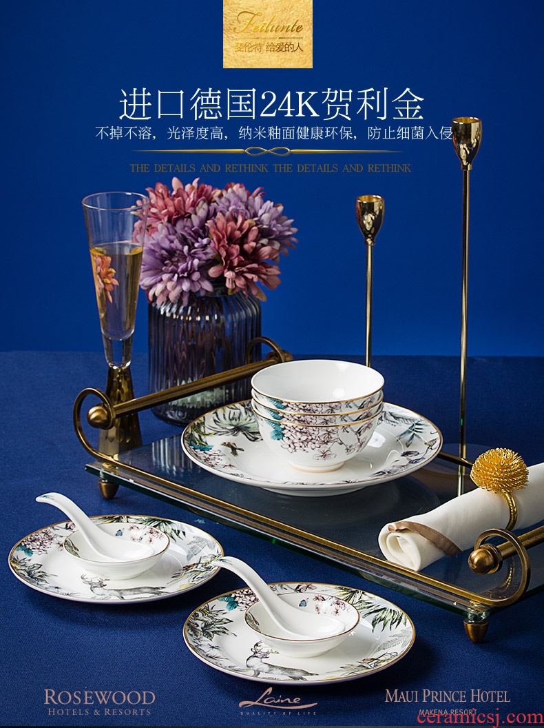 Jingdezhen ceramic tableware Chinese style luxurious dishes suit household chopsticks to eat bowl bowls plates special ideas