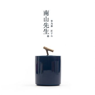 Mr Ji nan shan blue caddy ceramic seal boxes of tea pot placed moistureproof portable small tea warehouse