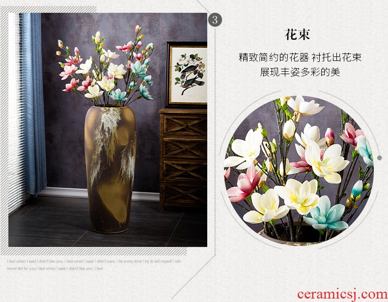 Jingdezhen ground vase large-sized ceramic home sitting room porch decoration ideas pottery flower arranging high furnishing articles to restore ancient ways