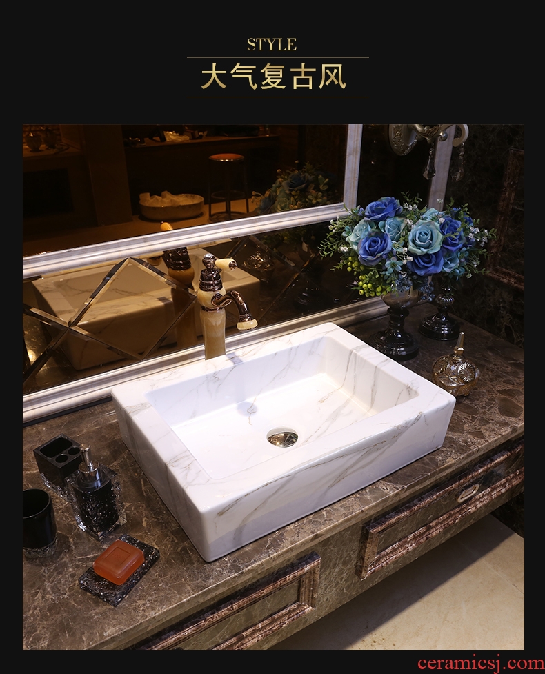 JingYan marble art stage basin rectangle jingdezhen ceramic wash basin of Chinese style on the sink