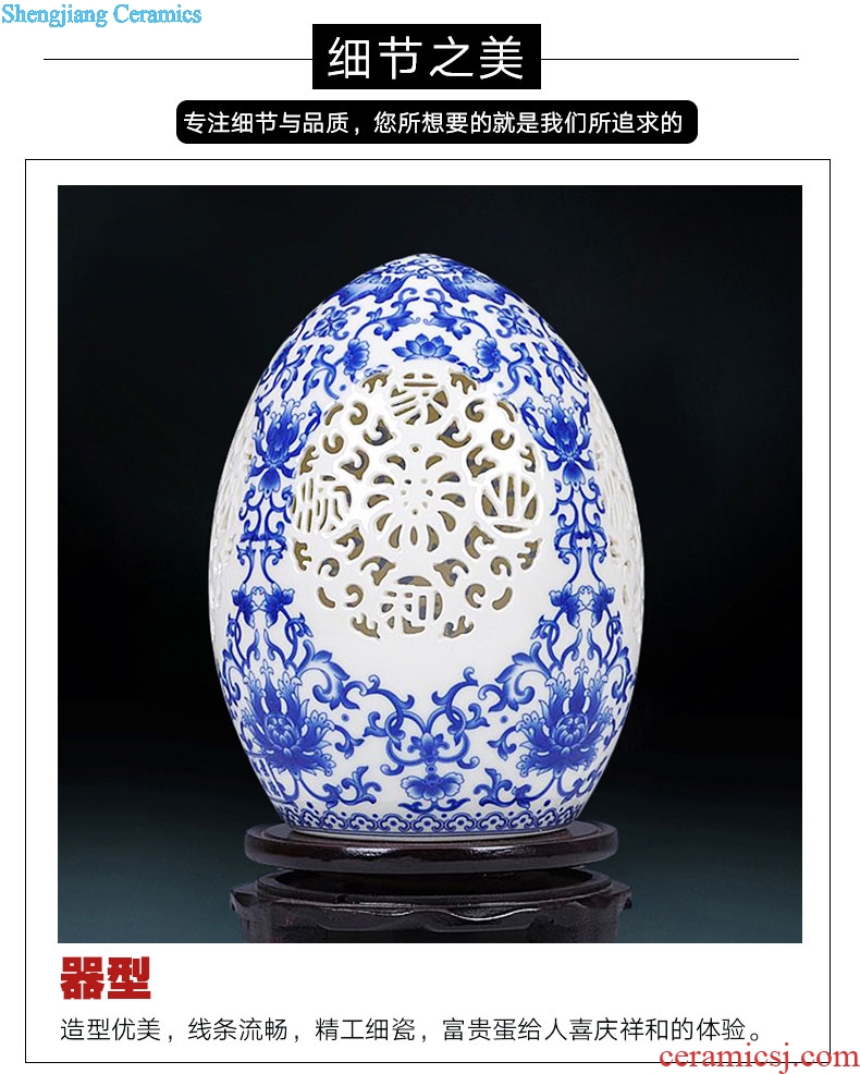 Jingdezhen ceramic vase hollow out sitting room with a silver spoon in her mouth eggs home decoration antique crafts modern jewelry furnishing articles