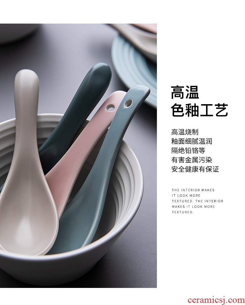 Japanese ceramics long-handled spoon jingdezhen household lovely dinner drink gruel creative soup spoon spoon scoop
