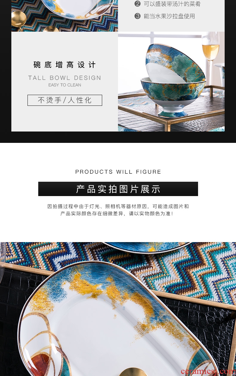 Bone China tableware Nordic upscale gift dishes chopsticks combination jingdezhen ceramic dishes suit American household