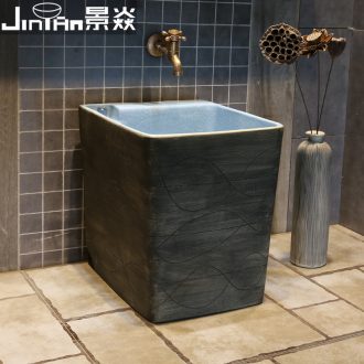 JingYan retro line stripes archaize ceramic art mop pool mop pool balcony toilet bowl wash mop pool