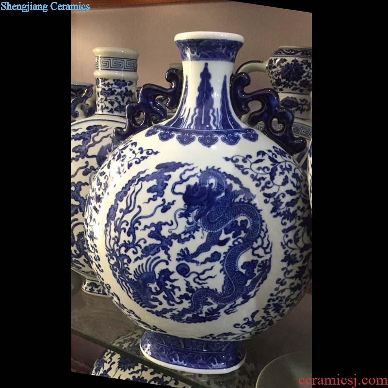 Jingdezhen double phoenix blue-and-white porcelain Chen vases, antique porcelain vase abnormity porcelain vase