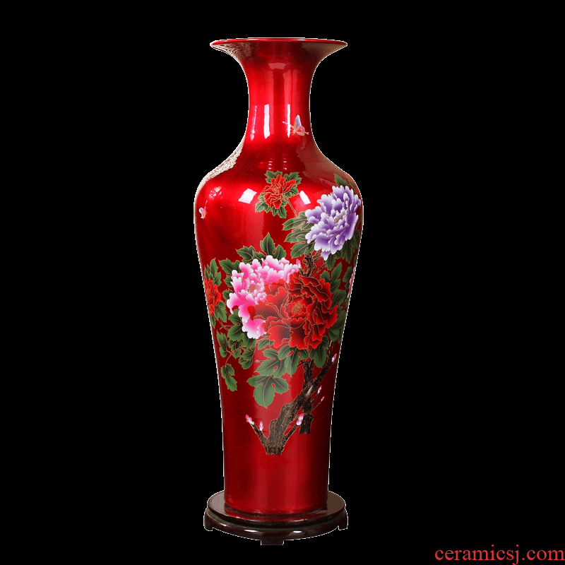Jingdezhen ceramic red large vases, modern home sitting room housewarming gift decoration to the hotel opening furnishing articles