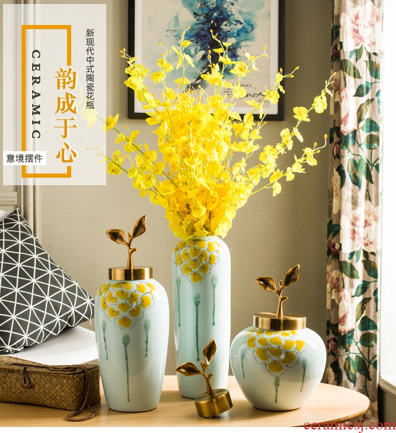 New Chinese style ceramic vase simulation flower arranging dried flowers suit European home sitting room adornment ornament porch place