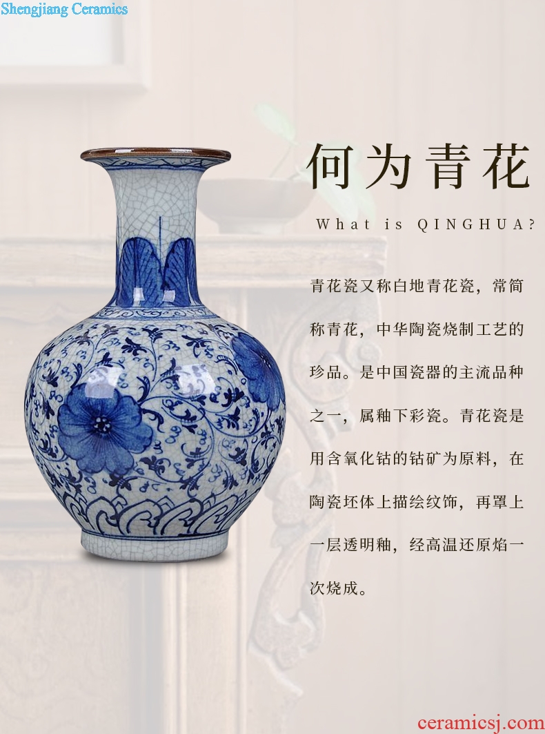 Jingdezhen ceramics hand-painted guanyao blue and white porcelain flower rich ancient frame under the glaze color antique crafts home decorations