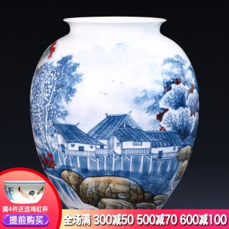 Jingdezhen ceramics famous master hand antique blue and white porcelain vase flower painting and calligraphy study landing place