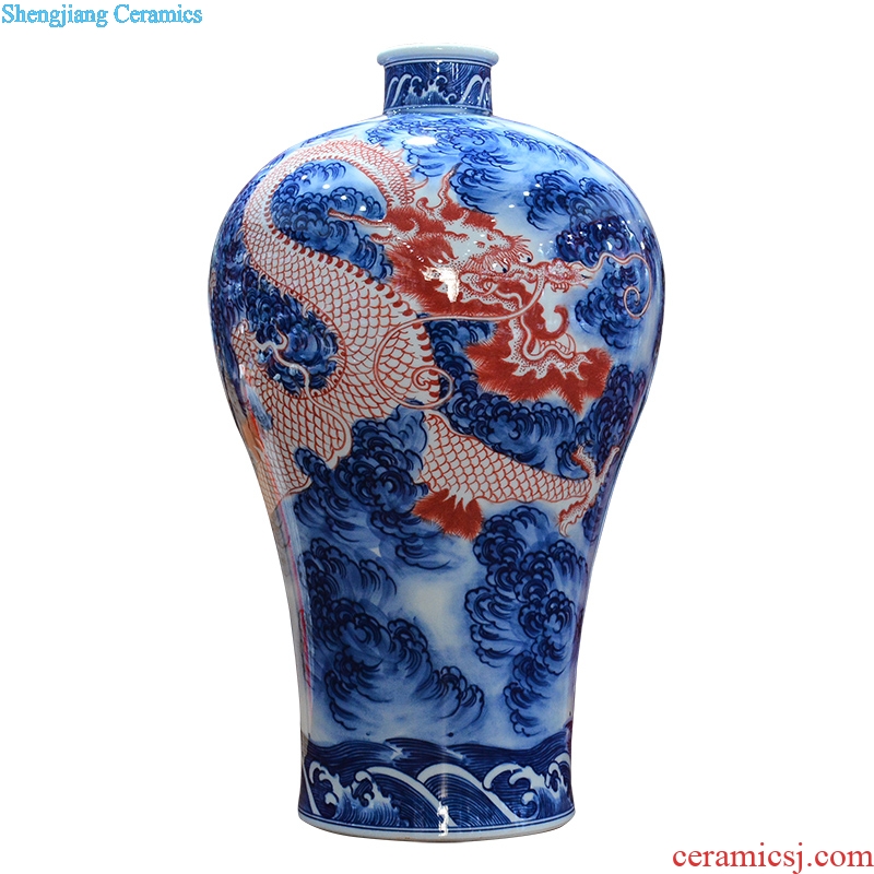 Jingdezhen ceramics imitation qing qianlong hand-painted of blue and white porcelain dragon mei bottles of new Chinese style sitting room adornment is placed