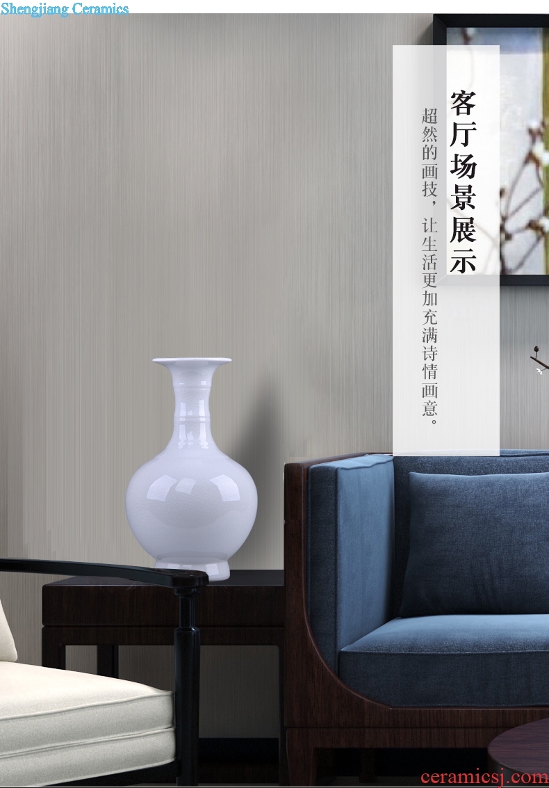 Jingdezhen porcelain ceramic vase white ice crackle borneol ceramic sitting room of Chinese style household adornment furnishing articles