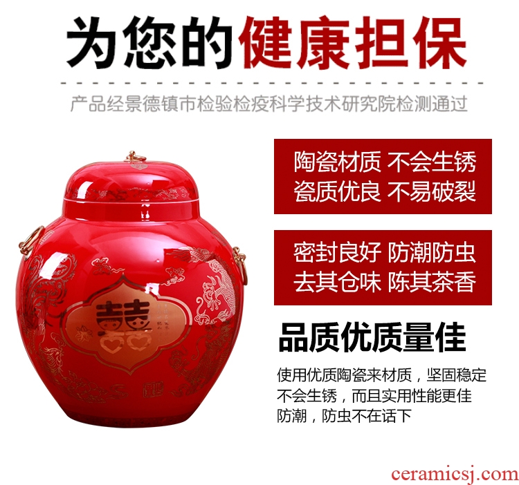 Jingdezhen ceramics China red Chinese general storage tank vase sitting room adornment is placed a wedding gift