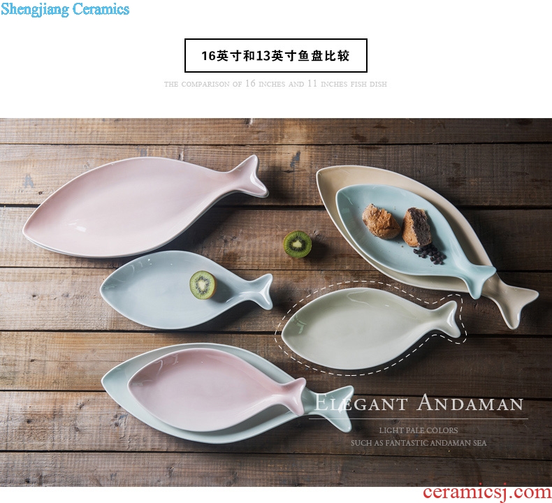 Million charr plate domestic large steamed fish creative personality new Japanese ceramics tableware plate dishes and utensils