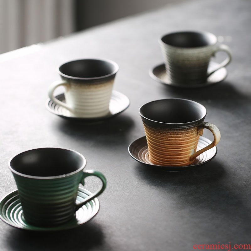 Japanese coarse ceramic coffee cups and saucers restoring ancient ways suit handmade ceramic coffee cup art cup hand couple cups of coffee cup