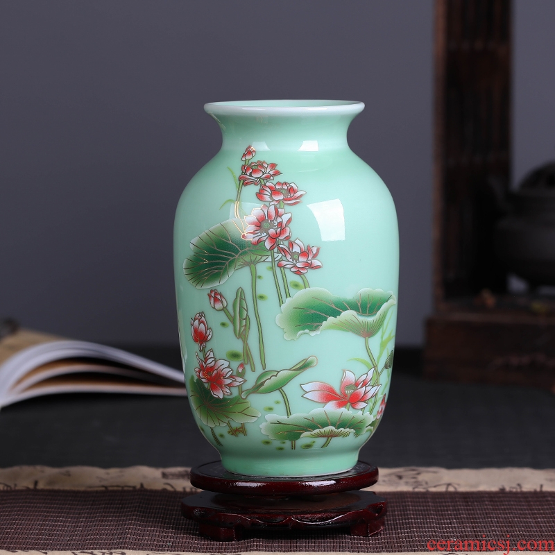 Jingdezhen ceramics shadow blue glaze decoration decoration porcelain lotus flower vases, flower arrangement home guest restaurant