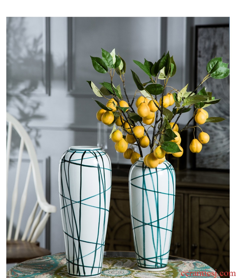 The Nordic white ceramic vase furnishing articles contemporary and contracted dried flower arranging flowers sitting room home light luxury soft adornment