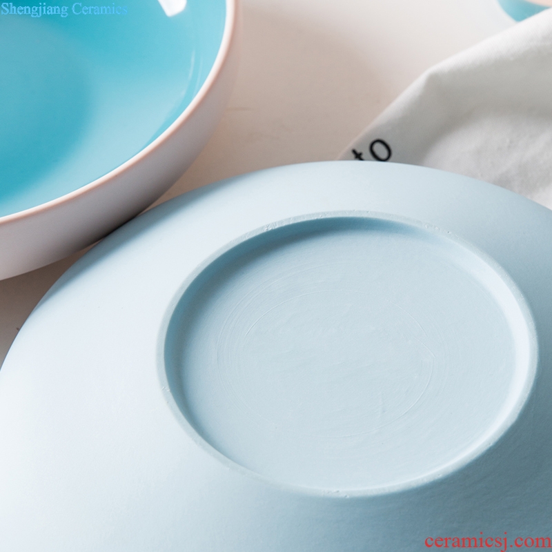 Ijarl million fine Korean home 0 ceramic soup plate tableware contracted the round dish dish plates on the xuan month