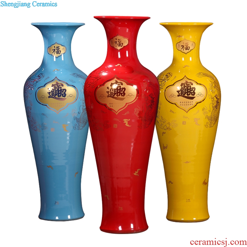 Jingdezhen ceramics China red a thriving business of large vase home furnishing articles office feng shui living room decoration